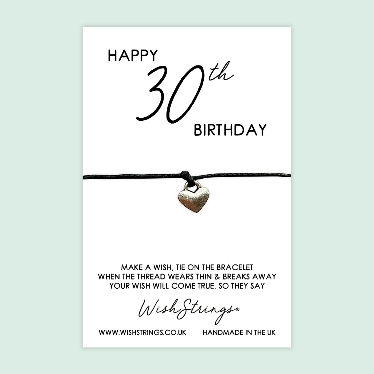 WishStrings ‘Happy 30th Birthday’ Wish Bracelet | Thoughtful Milestone Birthday Gift | Meaningful Keepsake for a Special Celebration