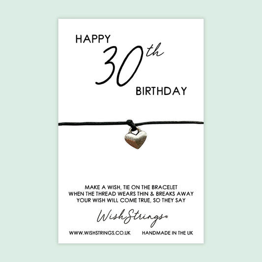 WishStrings ‘Happy 30th Birthday’ Wish Bracelet | Thoughtful Milestone Birthday Gift | Meaningful Keepsake for a Special Celebration