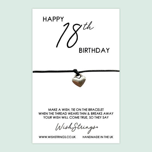 WishStrings ‘Happy 18th Birthday’ Wish Bracelet | Thoughtful Milestone Birthday Gift | Meaningful Keepsake for a Special Celebration
