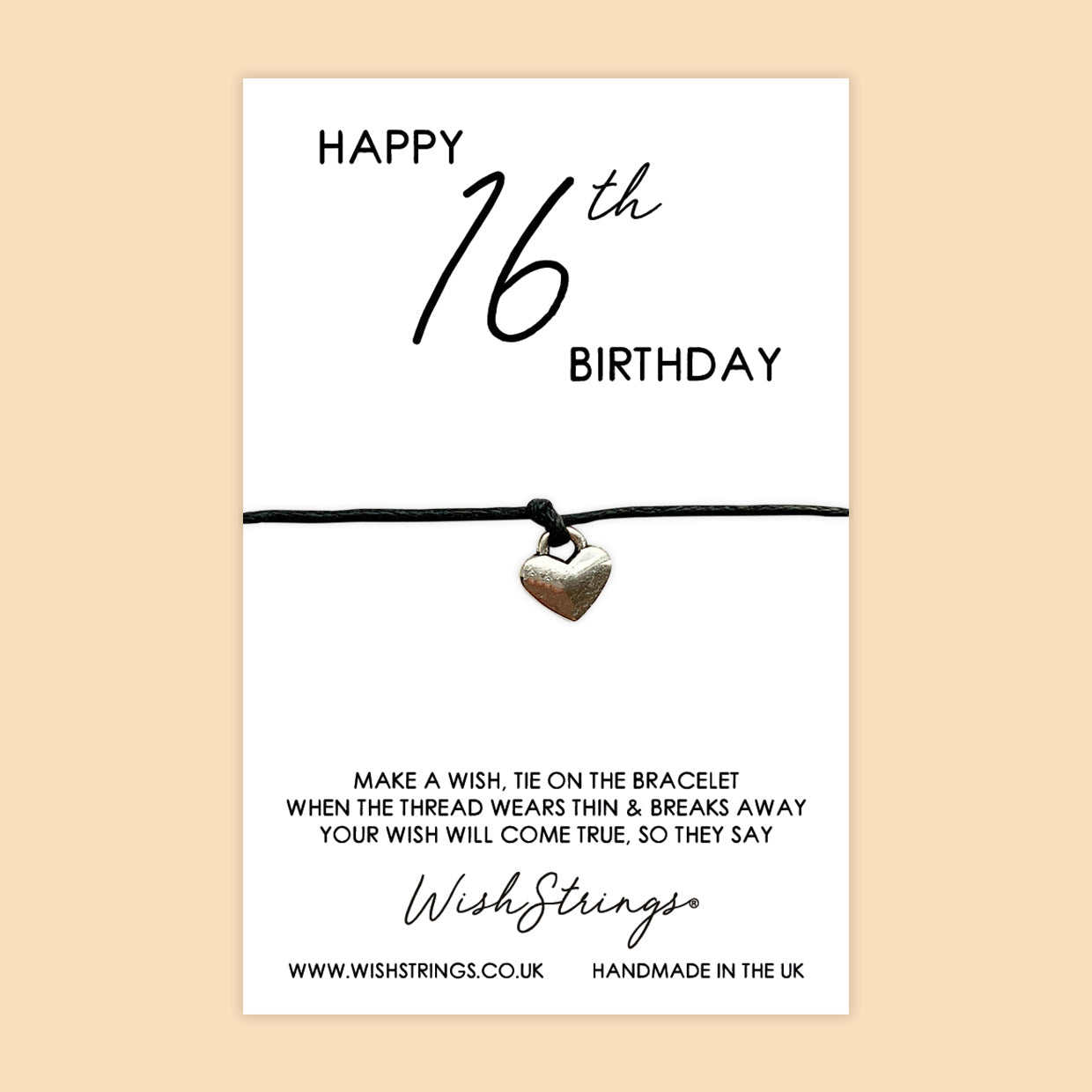 WishStrings ‘Happy 16th Birthday’ Wish Bracelet | Thoughtful Sweet 16 Gift | Meaningful Keepsake for a Special Birthday