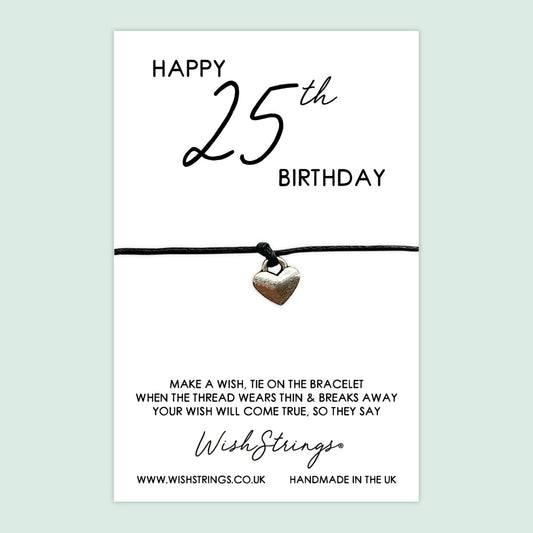 WishStrings ‘Happy 25th Birthday’ Wish Bracelet | Thoughtful Milestone Birthday Gift | Meaningful Keepsake for a Special Celebration