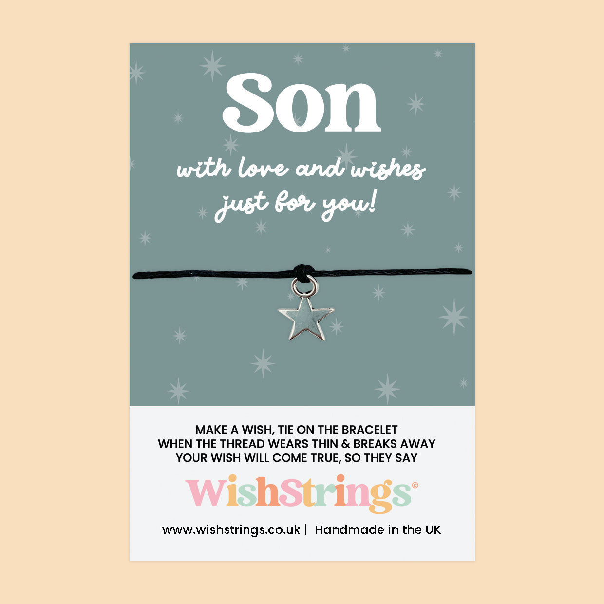 WishStrings ‘Son’ Wish Bracelet | Thoughtful Gift from Parents | Meaningful Keepsake to Show Love & Appreciation for Your Son