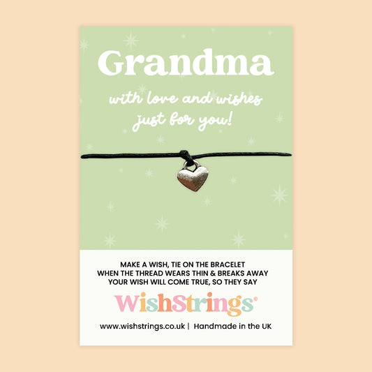 WishStrings ‘Grandma, With Love and Wishes’ Wish Bracelet | Thoughtful Gift from Grandchildren | Meaningful Keepsake for Grandma