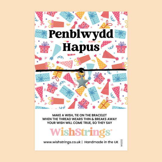 WishStrings ‘Penblwydd Hapus’ Wish Bracelet | Happy Birthday Welsh Gift | Meaningful Keepsake for Birthday Celebrations