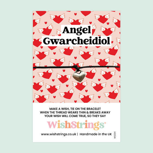 WishStrings ‘Angel Gwarcheidol’ Wish Bracelet | Welsh-Language Gift | Meaningful Keepsake for Protection & Guidance