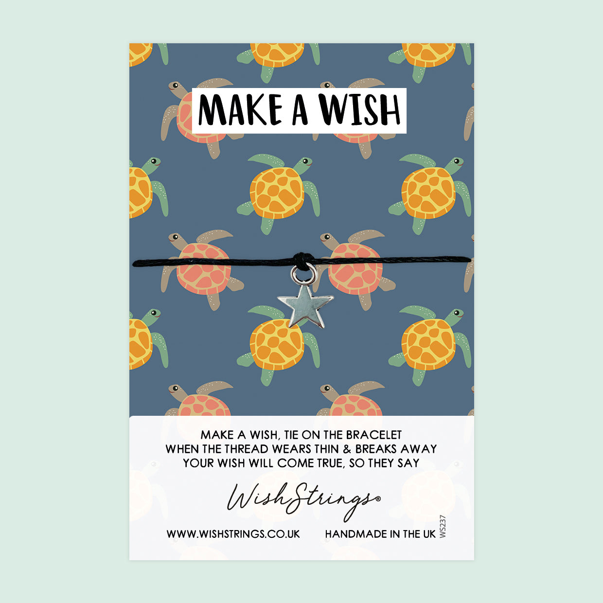 WishStrings ‘Make a Wish’ Wish Bracelet | Turtle Pattern Design | Thoughtful Gift for Positivity & Dreamers