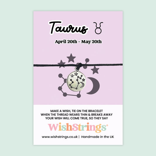 WishStrings ‘Taurus’ Star Sign Wish Bracelet | Thoughtful Birthday Gift | Meaningful Zodiac Keepsake for Taurus Birthdays