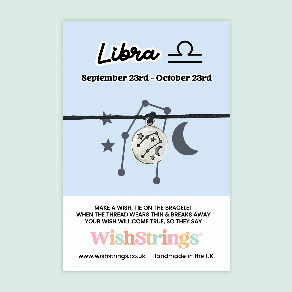 WishStrings ‘Libra’ Star Sign Wish Bracelet | Thoughtful Horoscope Gift | Meaningful Zodiac Keepsake for Libra Birthdays
