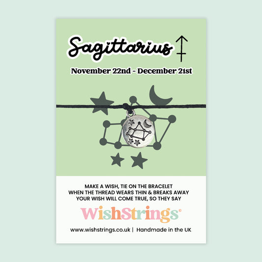WishStrings ‘Sagittarius’ Star Sign Wish Bracelet | Thoughtful Birthday Gift | Meaningful Zodiac Keepsake for Sagittarius Birthdays