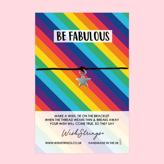WishStrings ‘Be Fabulous’ Wish Bracelet | LGBTQ+ Pride Gift | Meaningful Positivity & Rainbow-Themed Keepsake