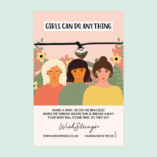 WishStrings ‘Girls Can Do Anything’ Wish Bracelet | Empowering Gift for Success | Meaningful Keepsake for Female Strength & Confidence