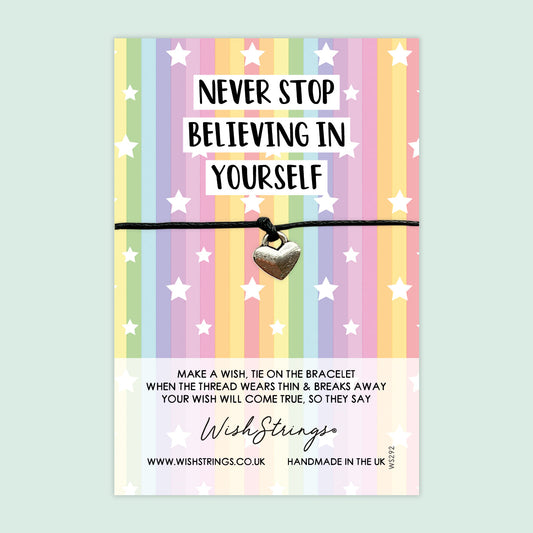 WishStrings ‘Never Stop Believing in Yourself’ Wish Bracelet | Uplifting Gift for Positive Support | Meaningful Keepsake for Encouragement