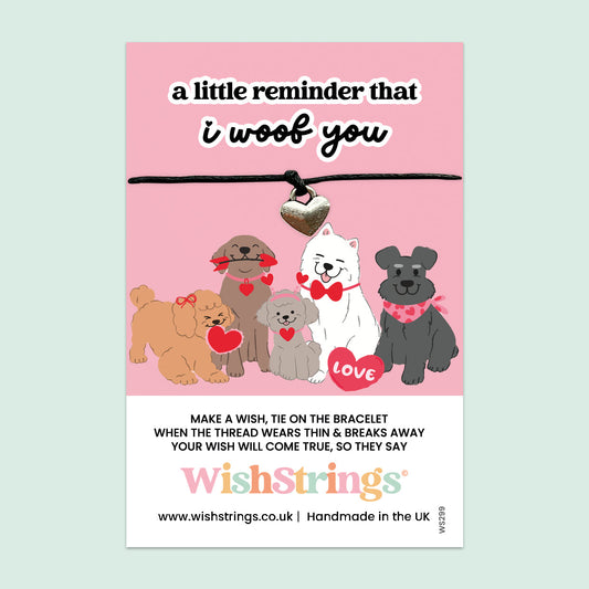 WishStrings Wish Bracelet – A Little Reminder That I Woof You | Cute Gift for Dog Lovers | Handmade Paw Print Keepsake | Sentimental Token of Love & Affection