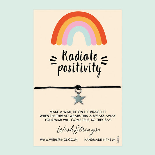 WishStrings ‘Radiate Positivity’ Wish Bracelet | Gift for Positive Mindset | Meaningful Keepsake for Encouragement & Upliftment