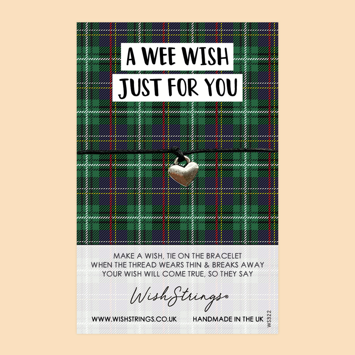 WishStrings ‘A Wee Wish’ Wish Bracelet | Scottish-Themed Gift | Thoughtful Keepsake for Sending Love & Wishes