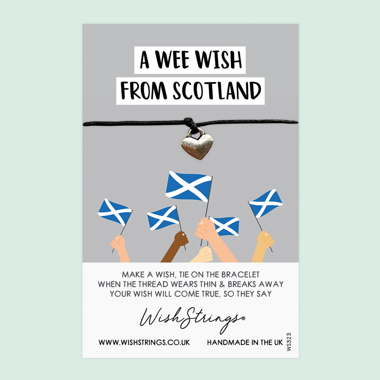 WishStrings ‘Make a Wish, Wee Wish from Scotland’ Wish Bracelet | Souvenir Gift | Thoughtful Long Distance Keepsake from Scotland