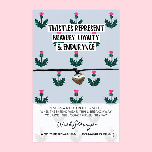 WishStrings ‘Thistles Represent Bravery, Loyalty, and Endurance’ Wish Bracelet | Scottish Gift | Meaningful Keepsake for Strength & Heritage