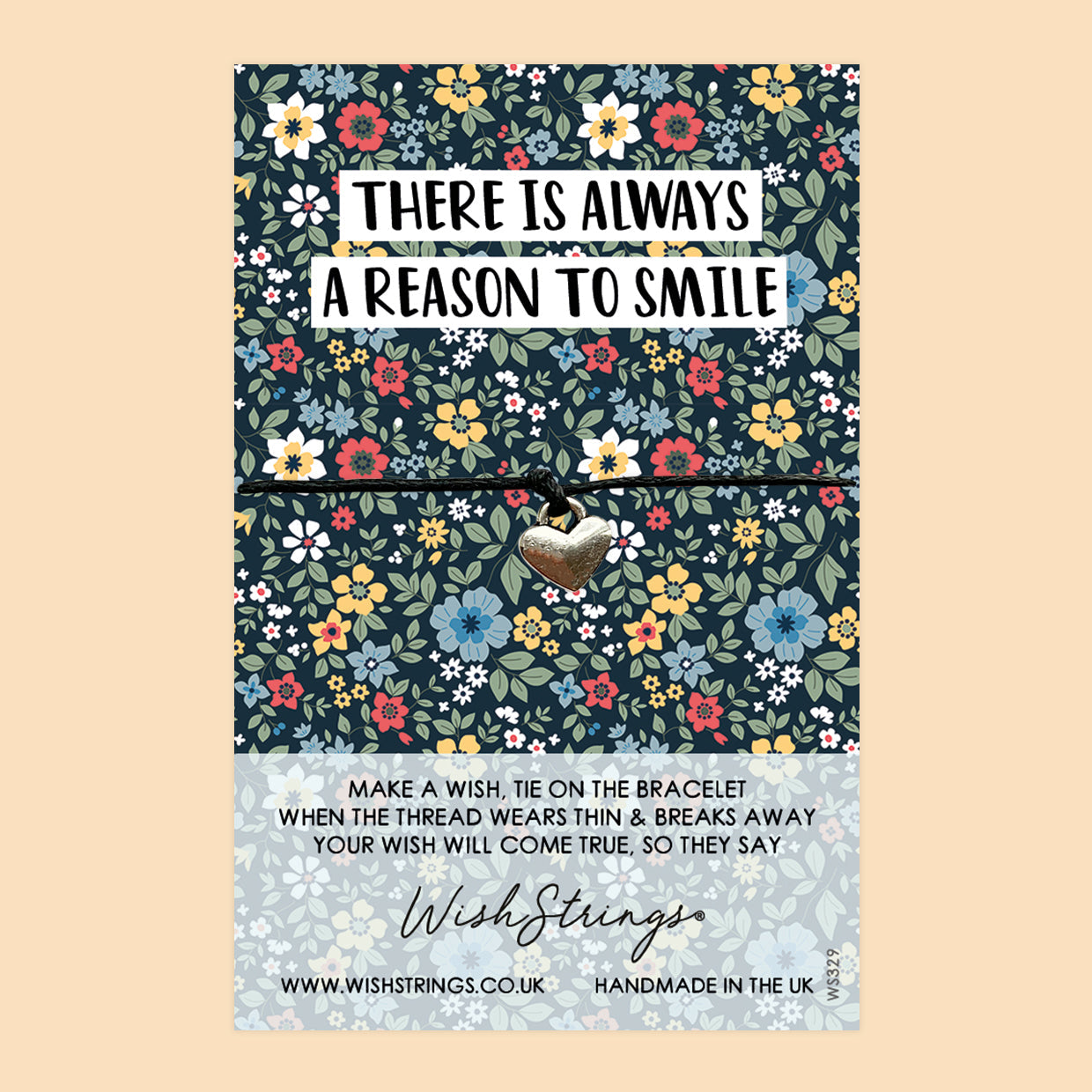 WishStrings ‘There Is Always a Reason to Smile’ Wish Bracelet | Gift for Positivity & Tough Times | Meaningful Keepsake for Encouragement
