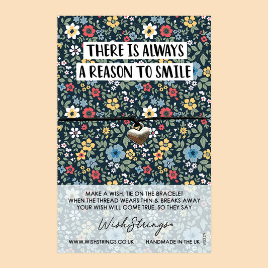 WishStrings ‘There Is Always a Reason to Smile’ Wish Bracelet | Gift for Positivity & Tough Times | Meaningful Keepsake for Encouragement
