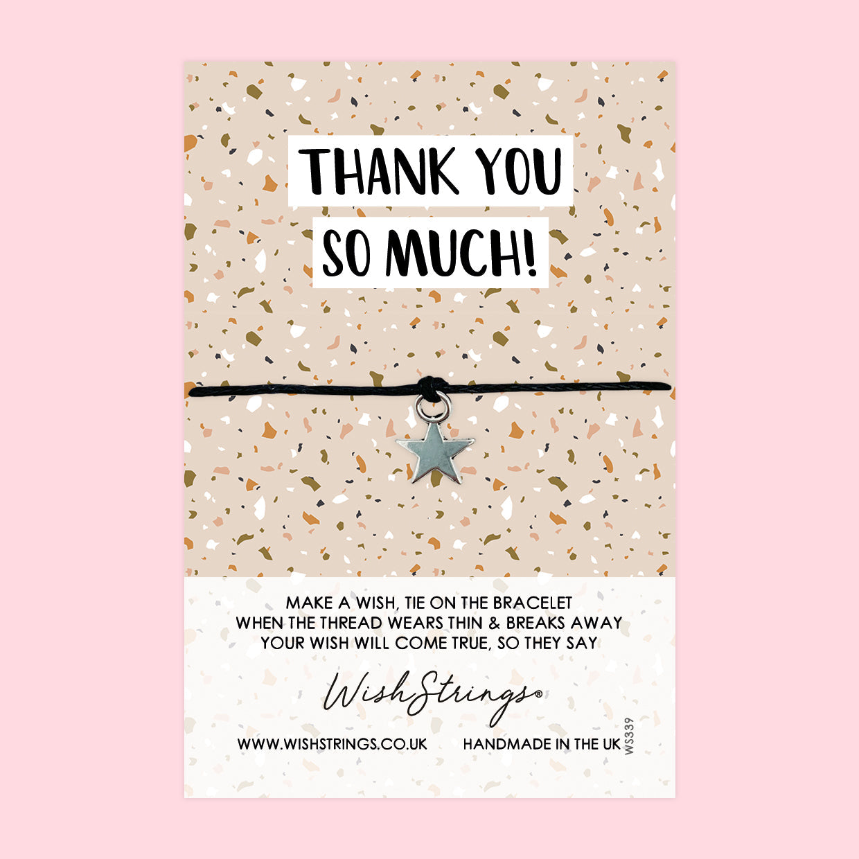 WishStrings ‘Thank You So Much’ Wish Bracelet | Thoughtful Gift to Say Thanks | Terrazzo Pattern Design for Gratitude & Appreciation