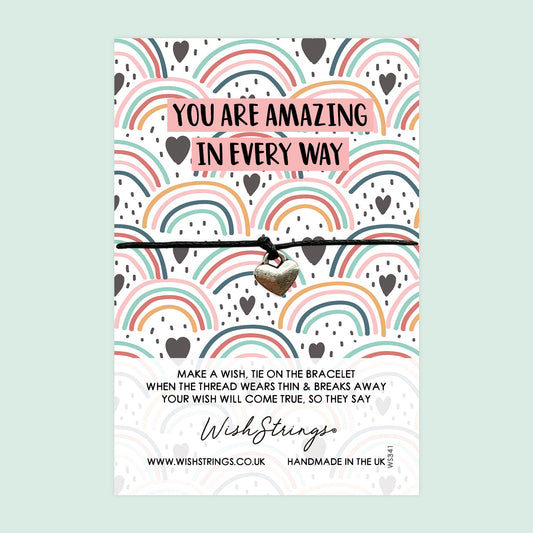 WishStrings ‘You Are Amazing in Every Way’ Wish Bracelet | Thoughtful Thank You Gift | Meaningful Positivity & Appreciation Keepsake