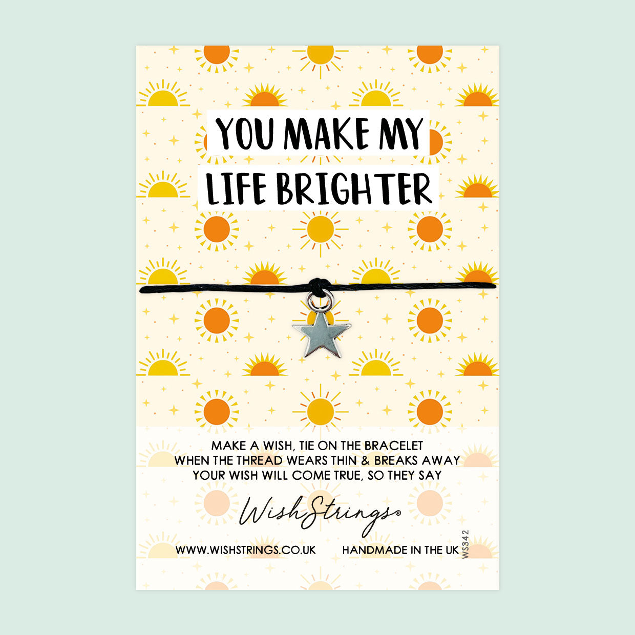 WishStrings ‘You Make My Life Brighter’ Wish Bracelet | Thoughtful Thank You Gift | Meaningful Keepsake for Appreciation & Gratitude