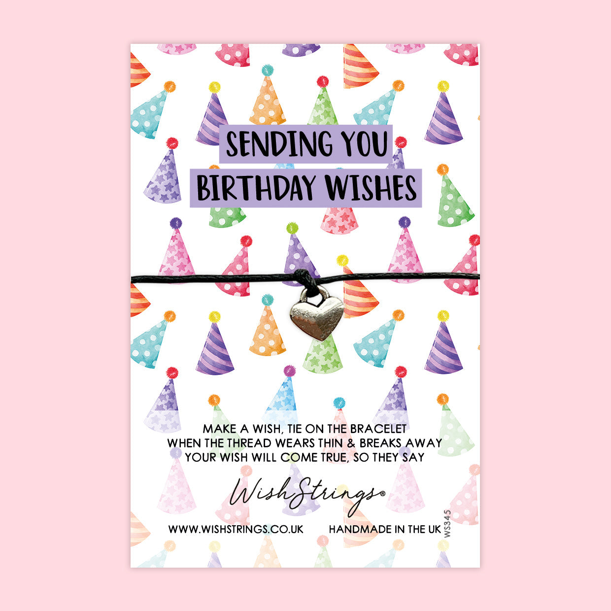 WishStrings ‘Sending You Birthday Wishes’ Wish Bracelet | Thoughtful Birthday Gift | Meaningful Make a Wish Keepsake