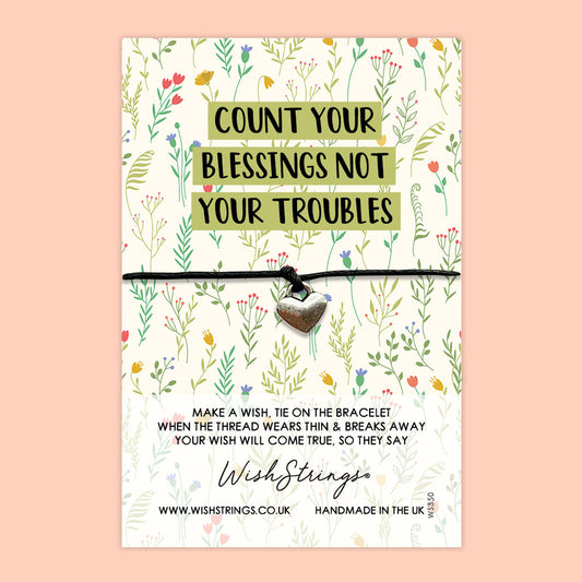 WishStrings ‘Count Your Blessings’ Wish Bracelet | Uplifting Gift for Tough Times | Meaningful Keepsake for Positivity & Gratitude