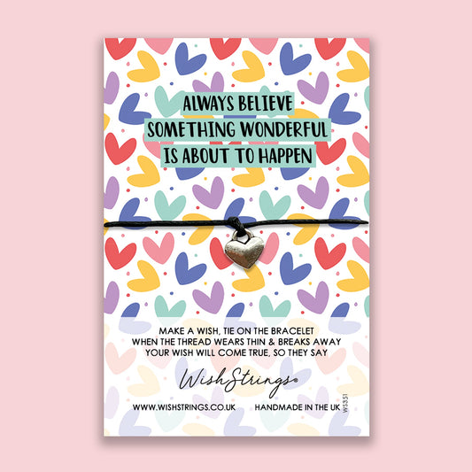 WishStrings ‘Something Wonderful Is About to Happen’ Wish Bracelet | Positivity & Good News Gift | Meaningful Keepsake for Congratulations