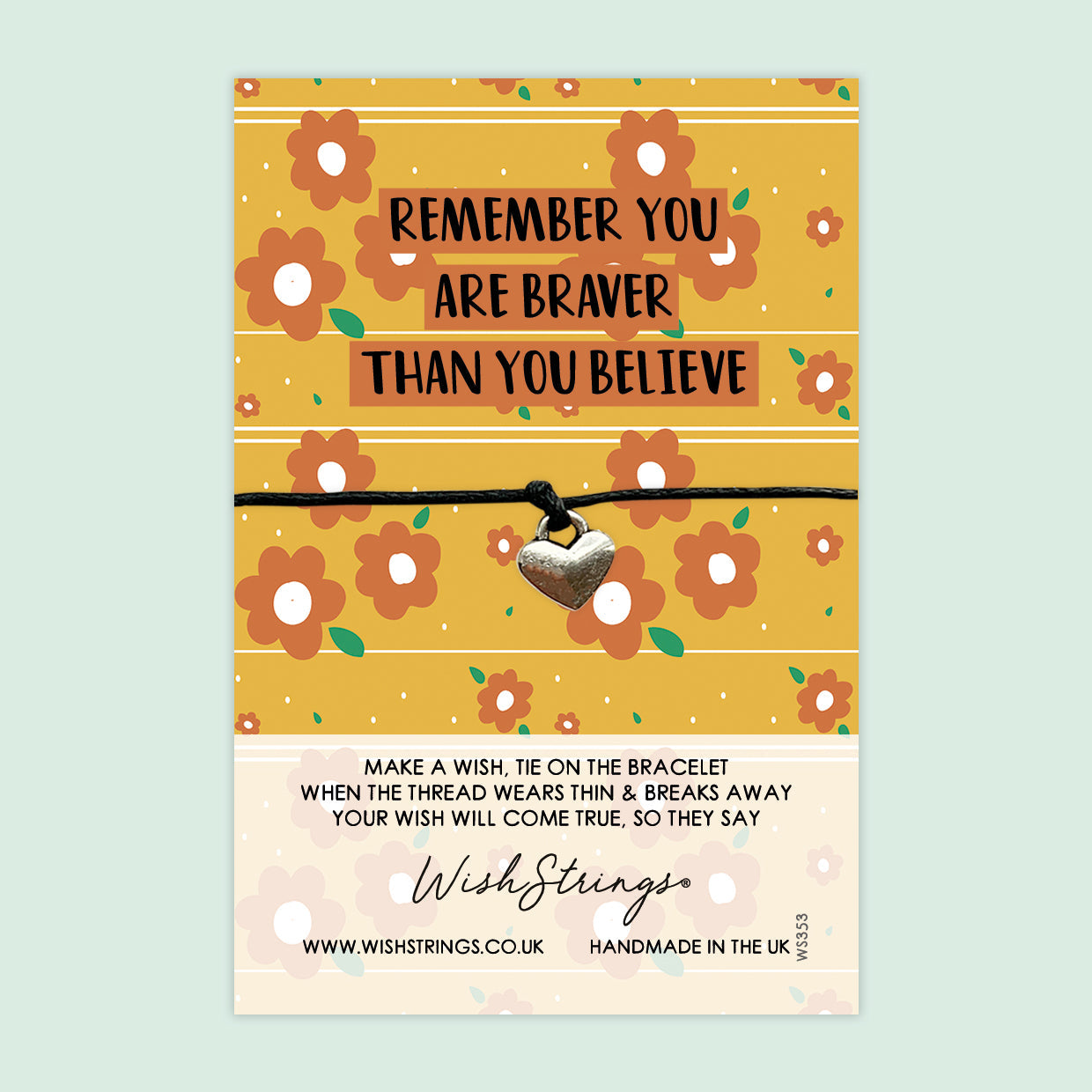 WishStrings ‘Braver Than You Believe’ Wish Bracelet | Motivational Gift | Meaningful Positivity & Encouragement Bracelet