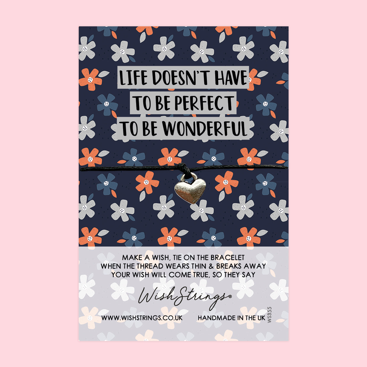 WishStrings ‘Life Doesn’t Have to Be Perfect to Be Wonderful’ Wish Bracelet | Uplifting Gift | Meaningful Keepsake for Encouragement