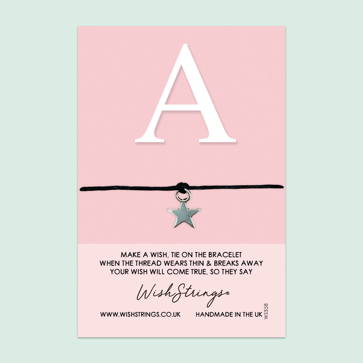 WishStrings ‘Alphabet, Letter A’ Wish Bracelet | Thoughtful Personalised Gift | Meaningful Keepsake for Initials & Personal Connections