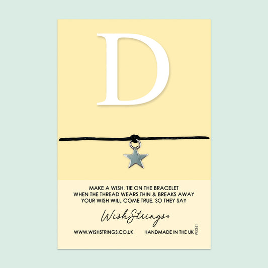 WishStrings ‘Alphabet, Letter D’ Wish Bracelet | Thoughtful Personalized Gift | Meaningful Keepsake for Initials & Special Connections