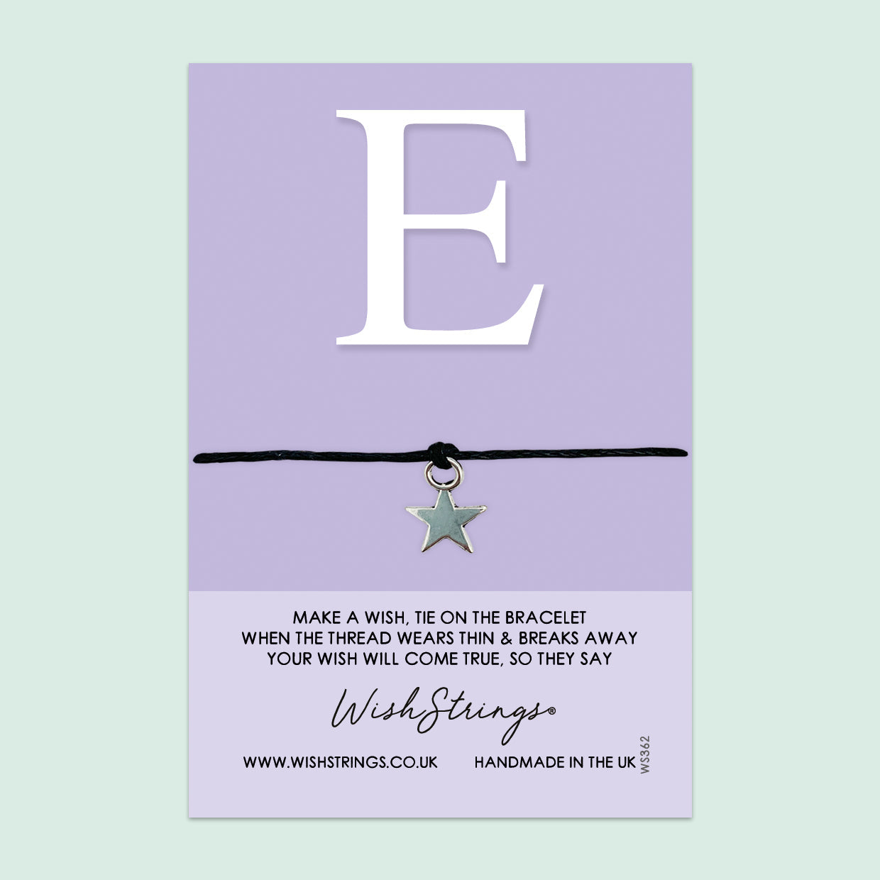 WishStrings ‘Alphabet, Letter E’ Wish Bracelet | Thoughtful Personalized Gift | Meaningful Keepsake for Initials & Special Connections