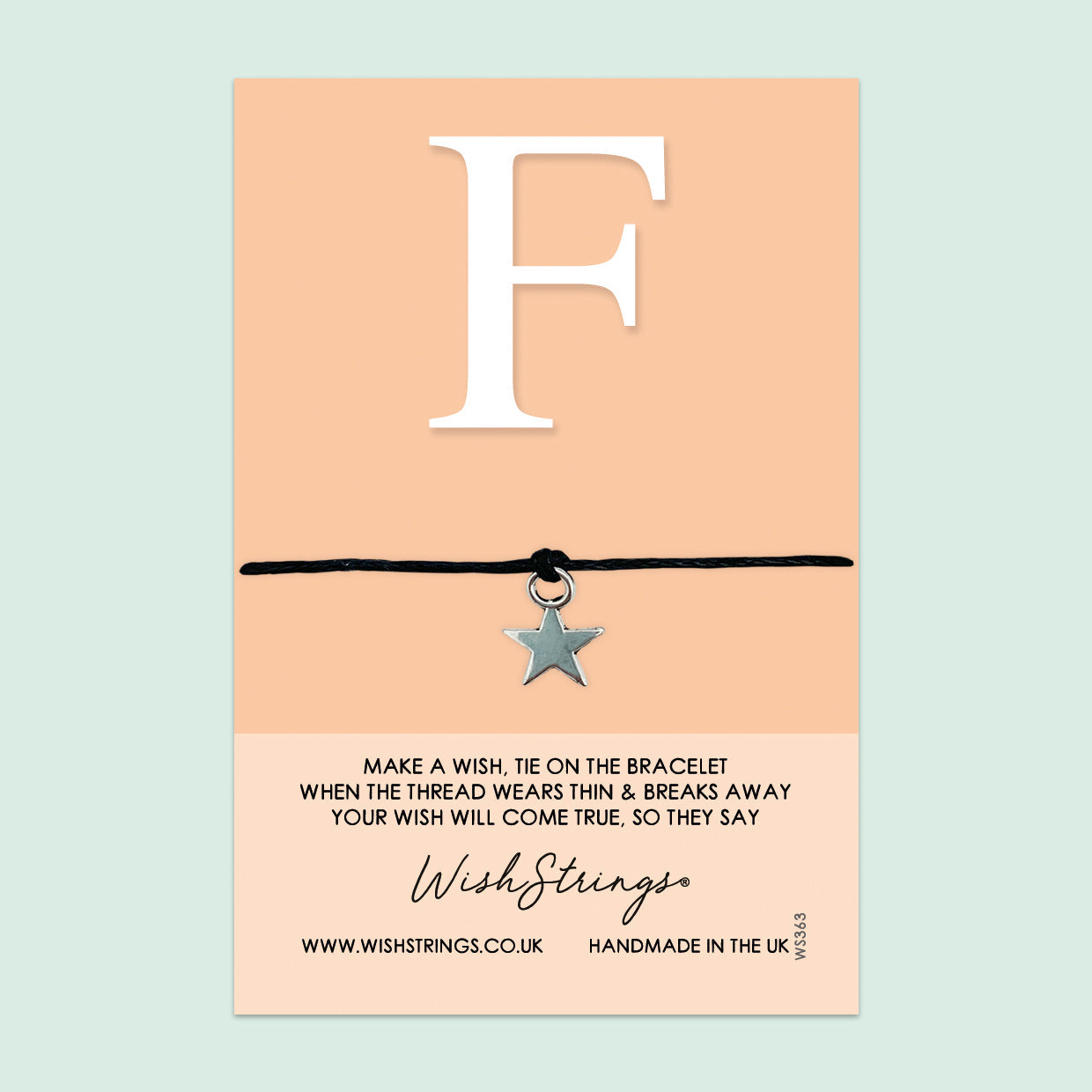 WishStrings ‘Alphabet, Letter F’ Wish Bracelet | Thoughtful Personalized Gift | Meaningful Keepsake for Initials & Special Connections