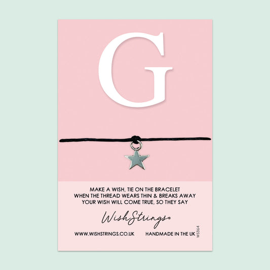 WishStrings ‘Alphabet, Letter G’ Wish Bracelet | Thoughtful Personalized Gift | Meaningful Keepsake for Initials & Special Connections