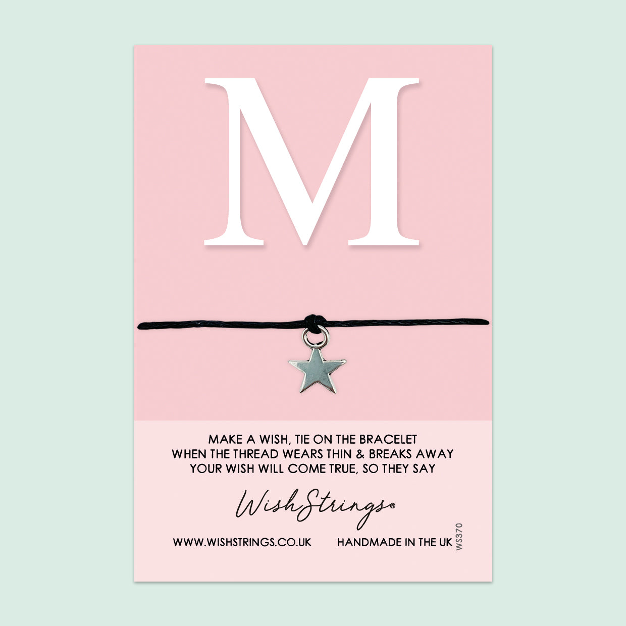 WishStrings ‘Alphabet, Letter M’ Wish Bracelet | Thoughtful Personalized Gift | Meaningful Keepsake for Initials & Special Connections