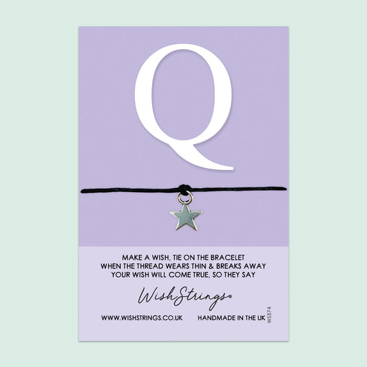 WishStrings ‘Alphabet, Letter Q’ Wish Bracelet | Thoughtful Personalized Gift | Meaningful Keepsake for Initials & Special Connections