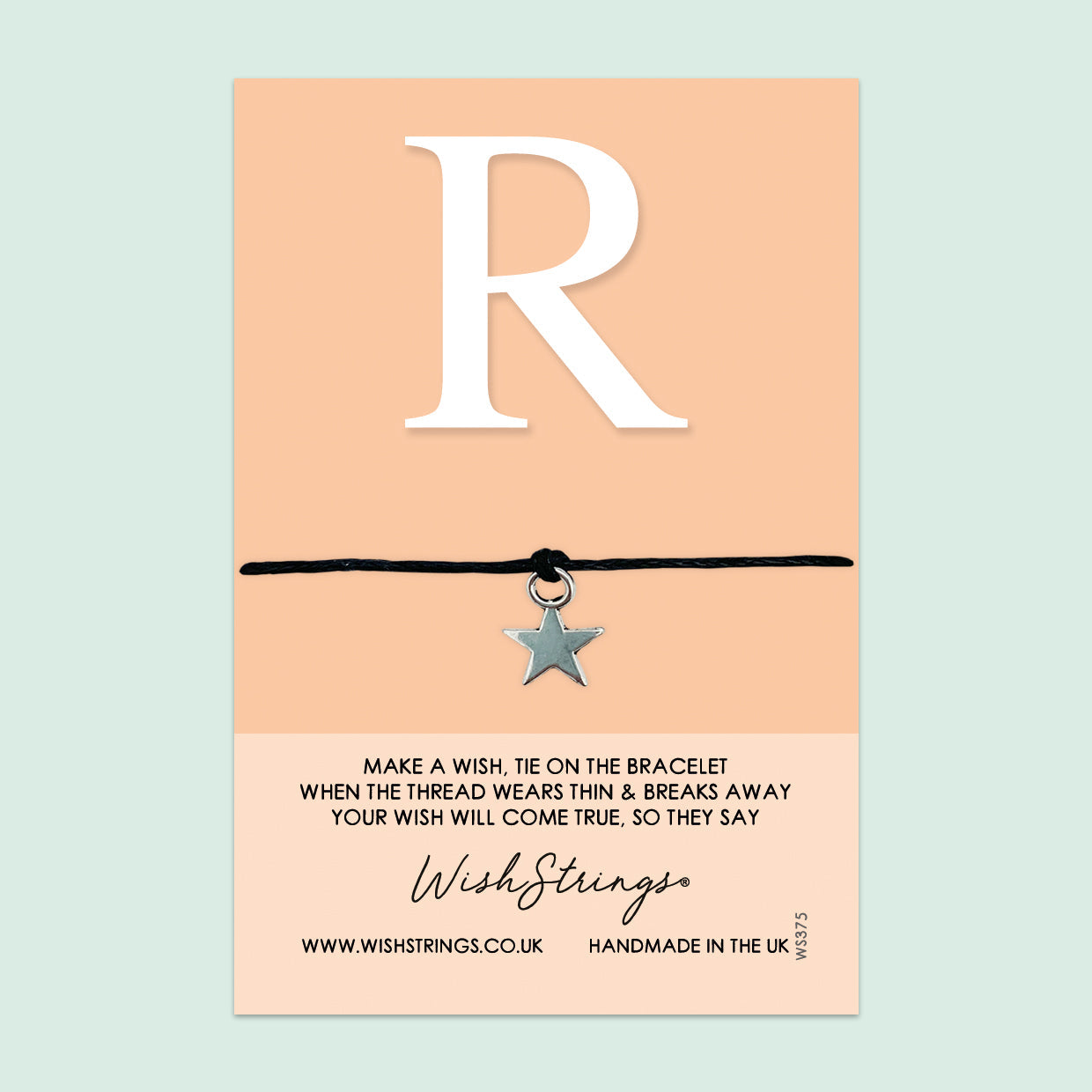 WishStrings ‘Alphabet, Letter R’ Wish Bracelet | Thoughtful Personalized Gift | Meaningful Keepsake for Initials & Special Connections