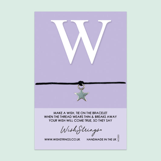 WishStrings ‘Alphabet, Letter W’ Wish Bracelet | Thoughtful Personalized Gift | Meaningful Keepsake for Initials & Special Connections