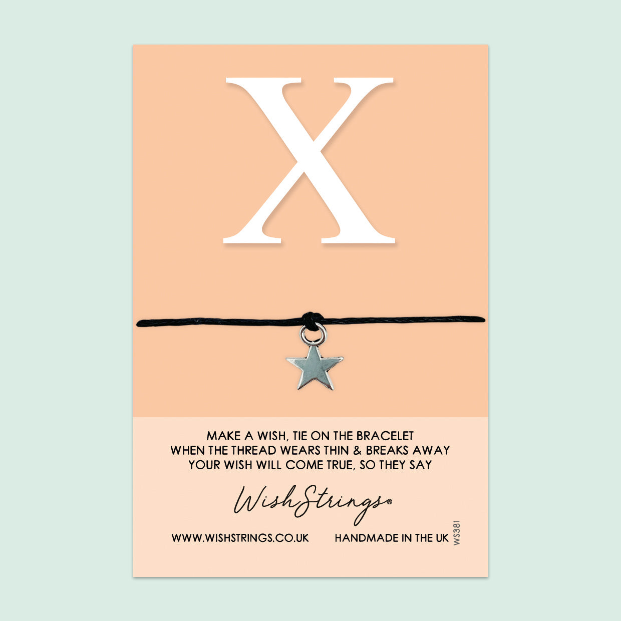WishStrings ‘Alphabet, Letter X’ Wish Bracelet | Thoughtful Personalized Gift | Meaningful Keepsake for Initials & Special Connections