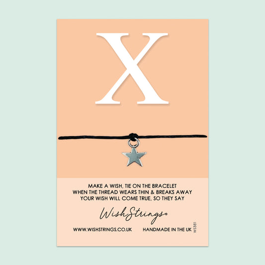 WishStrings ‘Alphabet, Letter X’ Wish Bracelet | Thoughtful Personalized Gift | Meaningful Keepsake for Initials & Special Connections