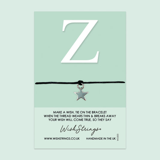 WishStrings ‘Alphabet, Letter Z’ Wish Bracelet | Thoughtful Personalized Gift | Meaningful Keepsake for Initials & Special Connections