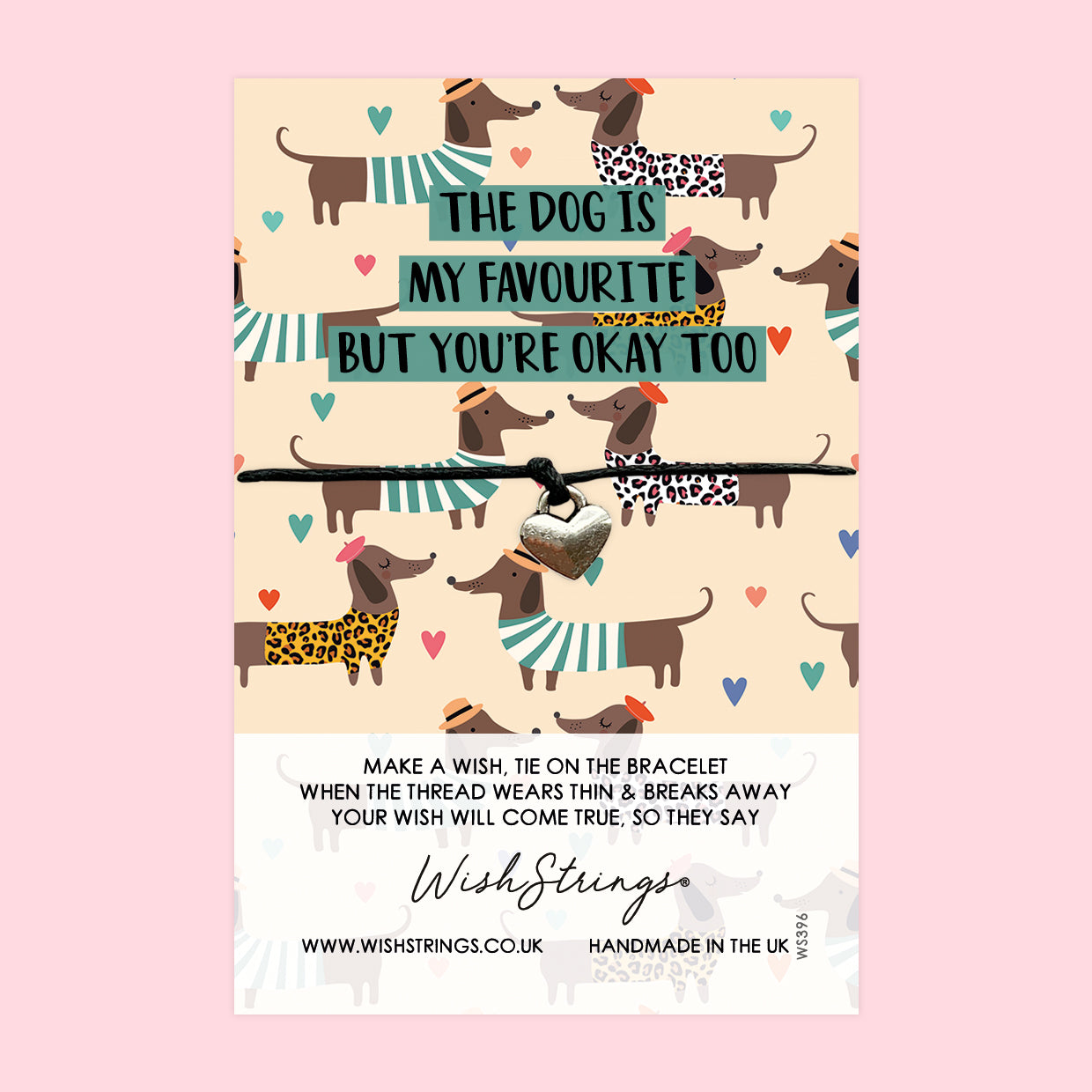 WishStrings ‘The Dog Is My Favourite’ Wish Bracelet | Cute Couples Gift | Humorous Keepsake for Dog Lovers & Couples