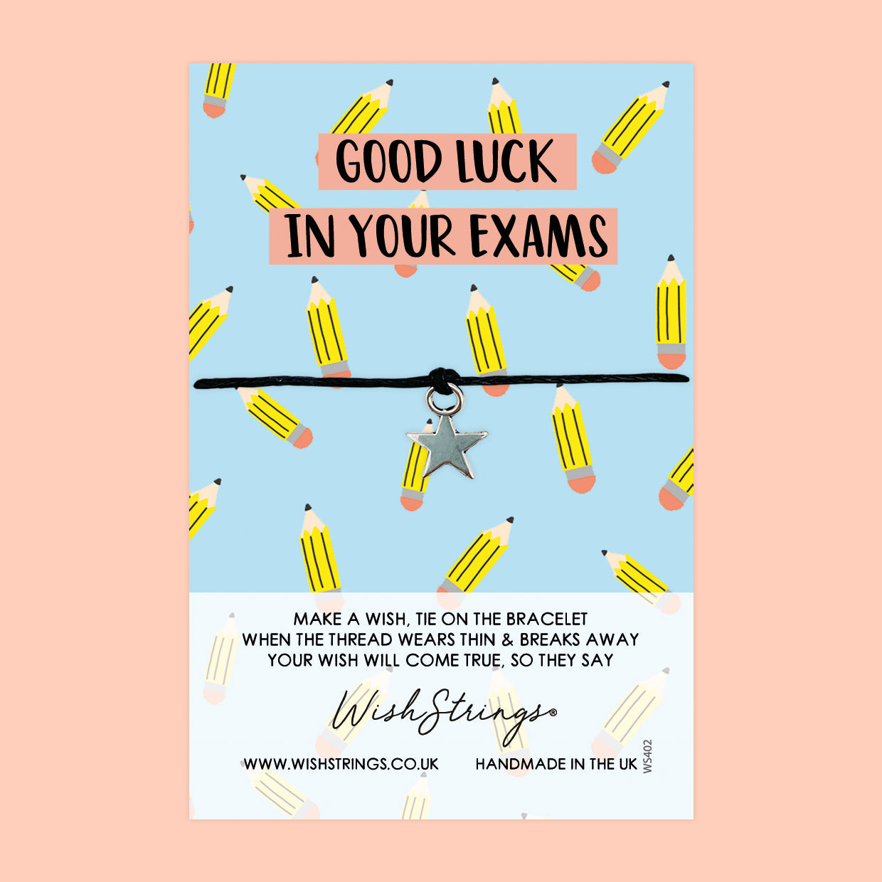 WishStrings ‘Good Luck in Your Exams’ Wish Bracelet | Lucky Clover Design | Meaningful Gift for Exam Success & Good Fortune