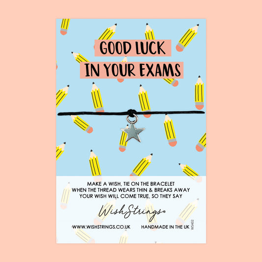 WishStrings ‘Good Luck in Your Exams’ Wish Bracelet | Lucky Clover Design | Meaningful Gift for Exam Success & Good Fortune