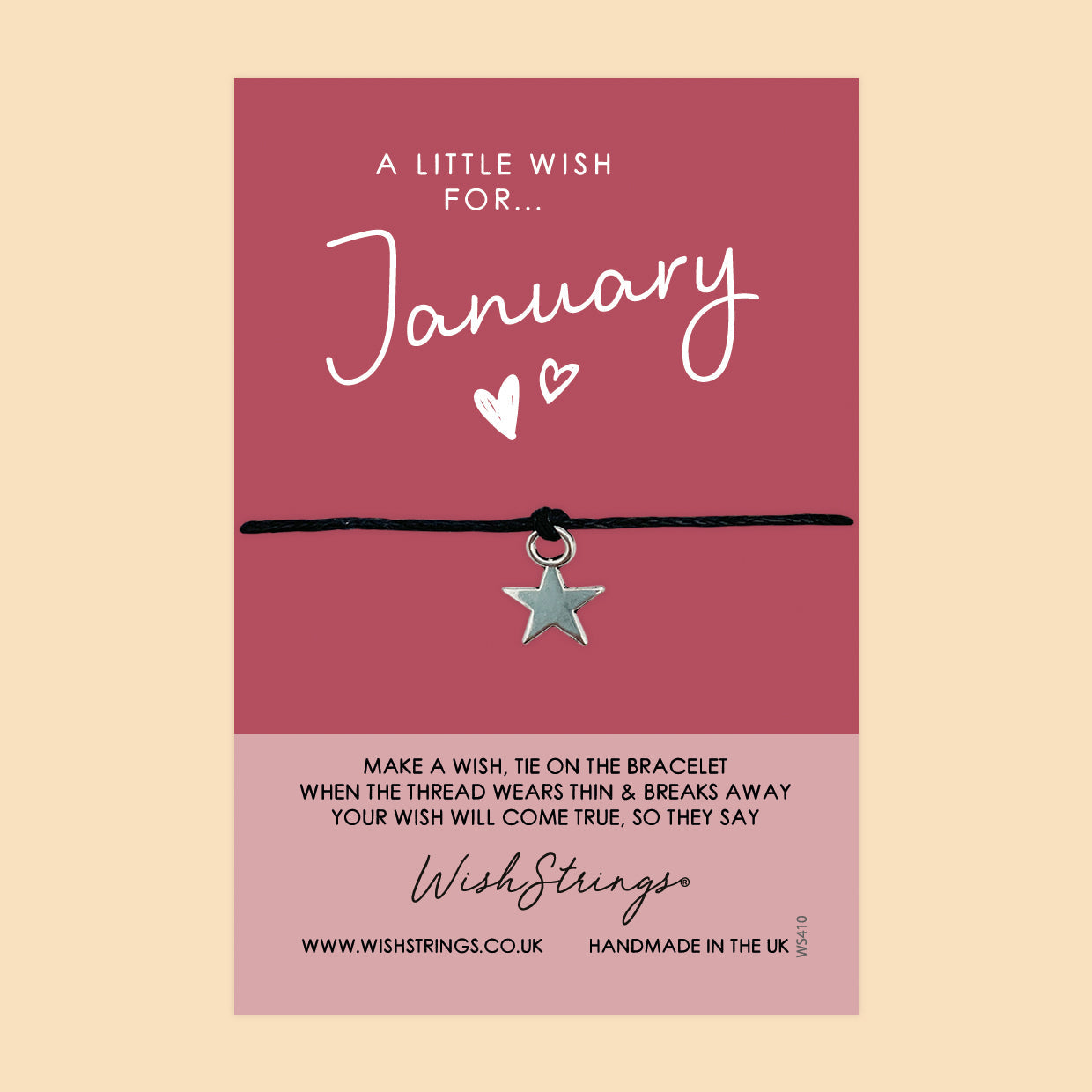 WishStrings ‘January’ Birth Month Wish Bracelet | Thoughtful Birthday Gift | Meaningful Keepsake for January Birthdays