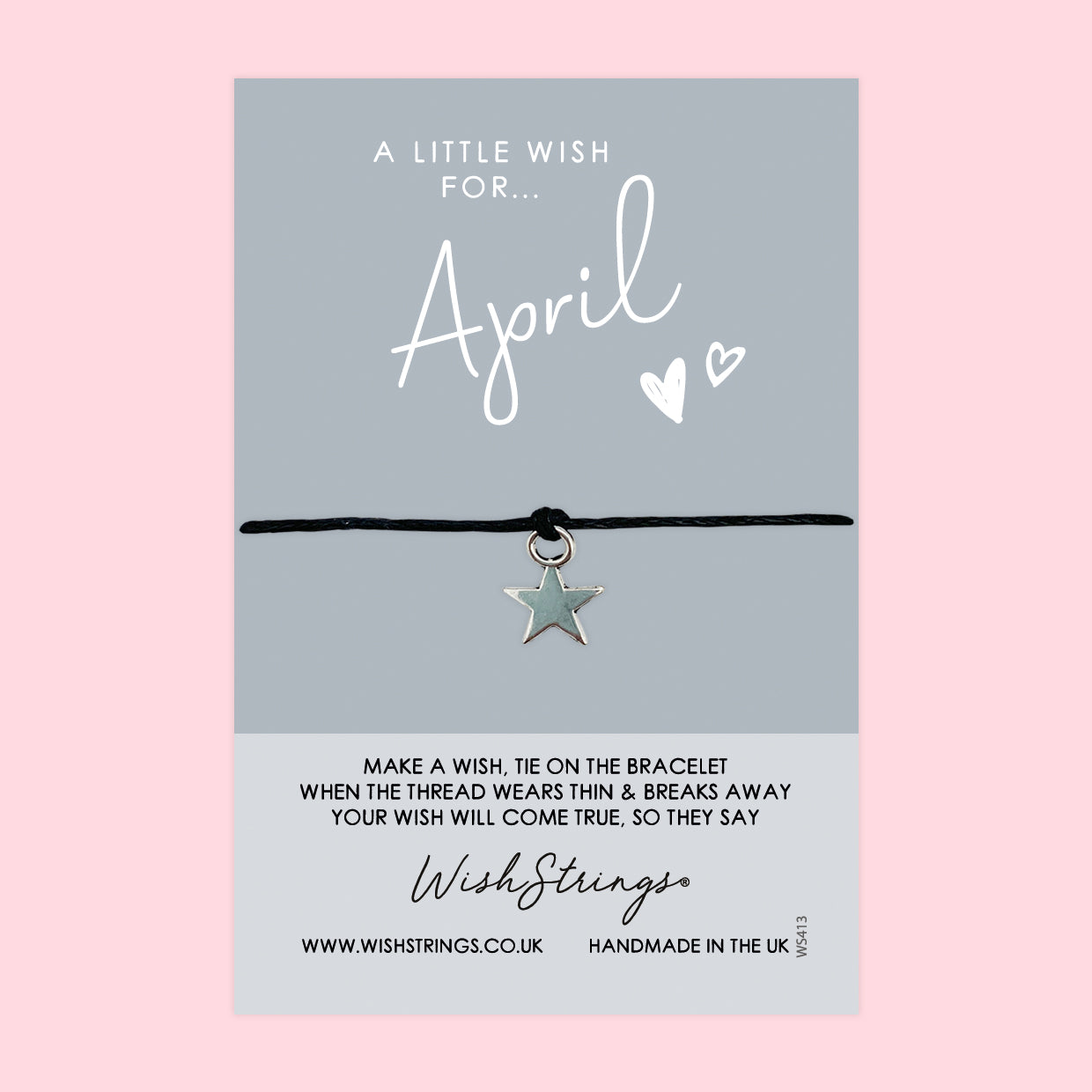 WishStrings ‘April’ Birth Month Wish Bracelet | Thoughtful Birthday Gift | Meaningful Keepsake for April Birthdays