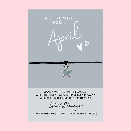 WishStrings ‘April’ Birth Month Wish Bracelet | Thoughtful Birthday Gift | Meaningful Keepsake for April Birthdays