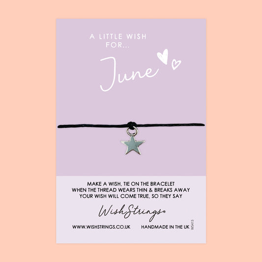 WishStrings ‘June’ Birth Month Wish Bracelet | Thoughtful Birthday Gift | Meaningful Keepsake for June Birthdays